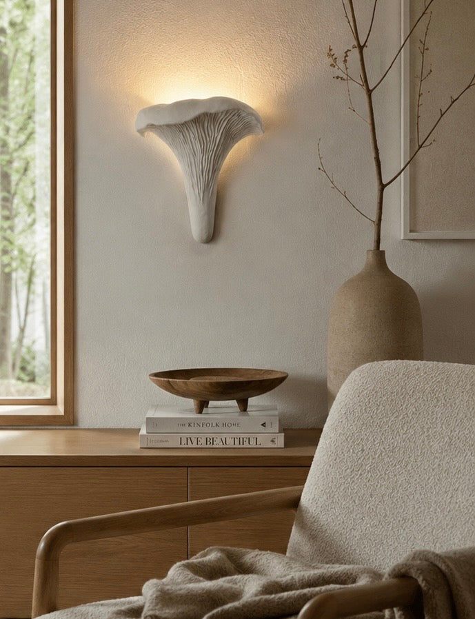 Chanterelle Mushroom Wall Lamp | Handmade Sculptural Wall Light | 20 × 20 cm